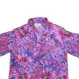 NOTATIONS Womens Purple & Pink Printed Short Sleeve Collared Top M Relaxed Fit