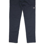 DICKIES Mens Polyester Blend Navy Slim Straight Trousers W38 L32 Workwear