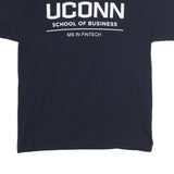 CHAMPION Mens Blue UCONN School Of Business Graphic T-Shirt L Short Sleeve Crew