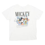 DISNEY Mens White Mickey And Friends Graphic T-Shirt L Crew Neck Short Sleeve