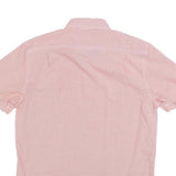 CHAPS Mens Red & White Check Shirt M Button-Down Collar Short Sleeve Cotton