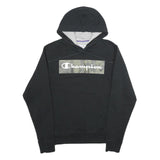 CHAMPION Mens Black Pullover Hoodie S Camo Print Logo