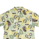 ISLAND FEVER Mens Green Yellow Cotton Hawaiian Shirt M Summer Tropical Relaxed