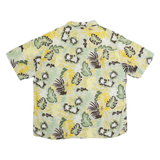 ISLAND FEVER Mens Green Yellow Cotton Hawaiian Shirt M Summer Tropical Relaxed