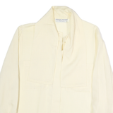 Cream Womens Cotton Blend Scarf Collar Shirt Long Sleeve L Stylish Lightweight