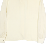 Cream Womens Cotton Blend Scarf Collar Shirt Long Sleeve L Stylish Lightweight