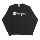 CHAMPION REVERSE WEAVE Mens Black Crew Neck L Cotton Blend Logo Sweatshirt