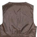 Mens Brown Leather Button Jacket M Suede Plain Classic Waistcoat Style