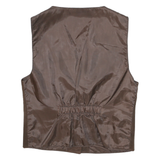 Mens Brown Leather Button Jacket M Suede Plain Classic Waistcoat Style