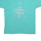 SCREEN STARS BEST Mens Blue 1990 Corporate Challenge Graphic T-Shirt XL Short