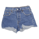LEVI'S Womens Denim Blue Cut-Off Shorts S W22 Distressed Hem Casual