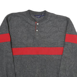 VAN HEUSEN Mens Grey & Red Jumper Pullover Round Neck Basic Knit M Casual Style
