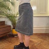 Unbranded Embroidered Denim Skirt - 30W UK 10 Black Cotton