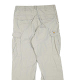 CARHARTT Mens Regular Fit Beige Cargo Trousers W34 L32 Cotton Blend Zip Pocket