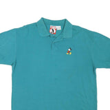 MICKEY INC Mens Teal Blue Short Sleeve Plain Polo Shirt M Cotton Blend