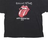 THE ROLLING STONES Mens Black North American Tour 1975 Graphic T-Shirt 2XL Short