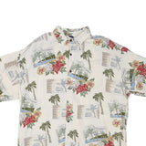 Mens Cream Hawaiian Print Cotton Blend Shirt XL Summer Holiday Style Casual