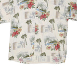 Mens Cream Hawaiian Print Cotton Blend Shirt XL Summer Holiday Style Casual