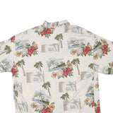 Mens Cream Hawaiian Print Cotton Blend Shirt XL Summer Holiday Style Casual