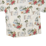 Mens Cream Hawaiian Print Cotton Blend Shirt XL Summer Holiday Style Casual