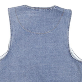 Womens Blue Denim Drawstring Cotton Blend Jacket Vest S Casual Lightweight