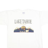 ALL SPORT Mens White Lake Tahoe California Graphic T-Shirt XL Short Sleeve Crew