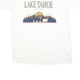 ALL SPORT Mens White Lake Tahoe California Graphic T-Shirt XL Short Sleeve Crew