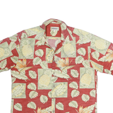 CAMPA MODA Mens Red & Cream Hawaiian Shirt M Tropical Leaf Pineapple Print