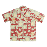 CAMPA MODA Mens Red & Cream Hawaiian Shirt M Tropical Leaf Pineapple Print