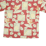 CAMPA MODA Mens Red & Cream Hawaiian Shirt M Tropical Leaf Pineapple Print