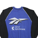 REEBOK Mens Blue & Black Logo Printed Crew Neck L Sweatshirt Cotton Blend