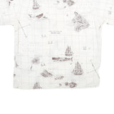 MR HAWAII INC Mens White Shirt L Map Print Cotton Blend Casual Tropical