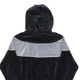 NIKE Womens Black & Grey Velvet Cropped Hoodie M Stylish Casual Sweatshirt
