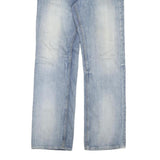 GUESS Mens Blue Regular Fit Straight Denim Light Wash Jeans W36 L33 Classic Zip