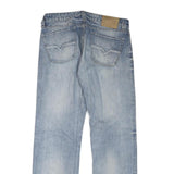 GUESS Mens Blue Regular Fit Straight Denim Light Wash Jeans W36 L33 Classic Zip