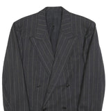 CERRUTI Mens Grey & Beige Pinstripe Wool Double Breasted Jacket L Woven Tailored