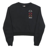 ELLESSE Womens Black Cotton Blend Crew Neck UK 12 Sweatshirt Logo Print