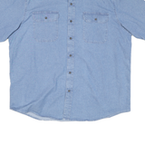 WRANGLER Mens Blue Short Sleeve Work Shirt 2XL Cotton Blend Casual Button Pocket