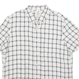 TIMBERLAND Mens White & Navy Checked Linen Shirt XL Lightweight Casual Summer