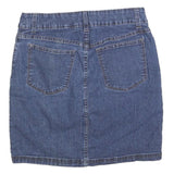 LEE Womens Blue Denim Mini Skirt Cotton Blend Straight Midrise Zip Button M