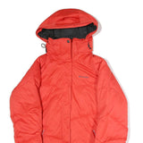 COLUMBIA Womens Red Outdoor Jacket L Polyester Quilted Warm Hooded Zip