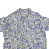 BATIK BAY Mens Blue & Beige Rayon Shirt 2XL Hawaiian Style Tropical Print Summer