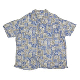BATIK BAY Mens Blue & Beige Rayon Shirt 2XL Hawaiian Style Tropical Print Summer