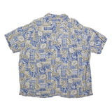 BATIK BAY Mens Blue & Beige Rayon Shirt 2XL Hawaiian Style Tropical Print Summer