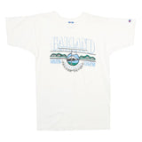CHAMPION Mens White Garlands Michigan Graphic T-Shirt L Short Sleeve Crew Neck
