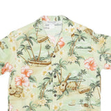 BISHOP STREET Womens Cream Tropical Print Shirt Short Sleeve Collared S Hawaiian