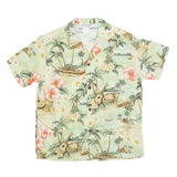 BISHOP STREET Womens Cream Tropical Print Shirt Short Sleeve Collared S Hawaiian