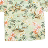 BISHOP STREET Womens Cream Tropical Print Shirt Short Sleeve Collared S Hawaiian