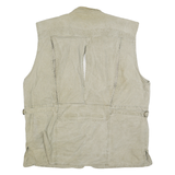 DAM Mens Beige Cotton Blend Zip Jacket 2XL Utility Vest Multi-Pocket
