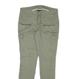 RAINBOW Womens Cotton Blend Slim Khaki Trousers W31 L31 Zip Cargo Style